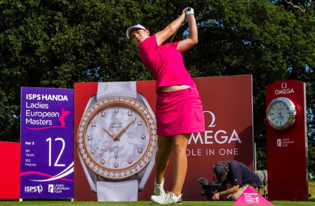 04/07/2015. Ladies European Tour 2015. ISPS HANDA Ladies European Masters, Buckinghamshire Golf Club, Denham, England. July 2-5. Caroline Masson of Germany on the 12th tee during the thrid round. Credit: Tristan Jones