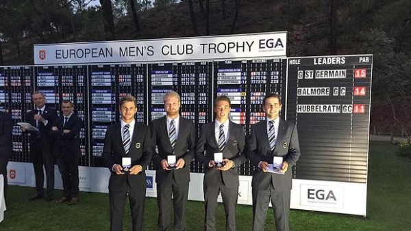 Großartiger Erfolg für das GC Hubbelrath-Quartett bei der "European Men's Club Trophy": Bronzemedaille für (v.l.): Florian Schmiedel, Marc-Christopher Sieiera, Julian Baumeister und Nicolai von Dellingshausen