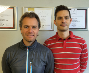 Zuständig für das winterliche Golf-Fitnesstraining: Timo Wiek (l) und Markus Pabst