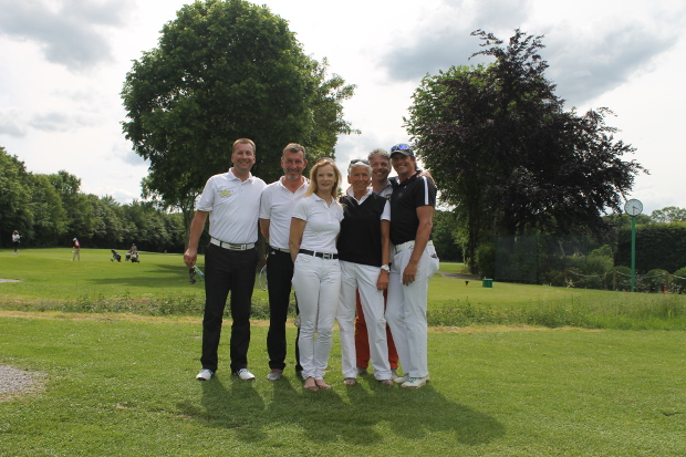 Aufstieg in Liga 4 im Willy Schniewind Mannschaftspreis, das Team des GC Rittergut Birkhof (v.l.): Christian Capell, Torsten Kretzschmann, Dörte Capell, Angelika Jordis, Karl-Heinz Rieken und Teamchef Dr. Thomas Sons